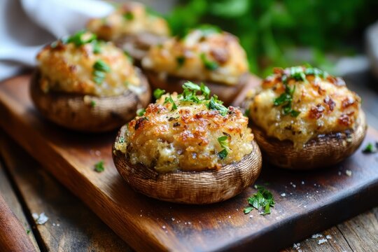 Savory Stuffed Mushrooms: Oven-Baked Delights Filled with Creamy Herb Cheese