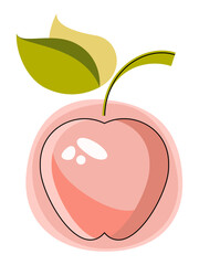 Stylized Pink Apple Vector Icon - Decorative summer fruit illustration for gentle and organic branding.