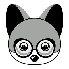 Cute Bat Face with Glasses Vector Icon - Smart nocturnal animal character logo for tech or gaming brand.