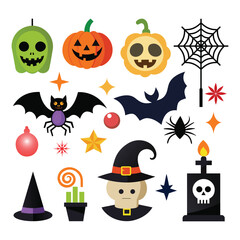 Halloween concept icons in a white background