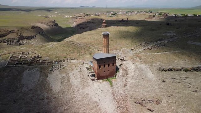 Ani Mosque Aerial Lateral Shift Right &ndash; Turkey 4K Drone Landscape