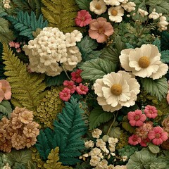 Intricate Seamless Digital Pattern Inspired by Forest Floor Elements Enhancing Natural Aesthetics for Eco-Conscious Design Projects