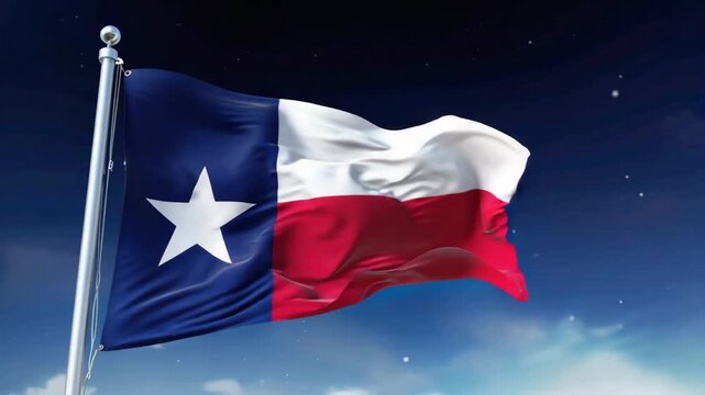 Proud Texas flag waves majestically against a twilight sky, symbolizing state pride and heritage.