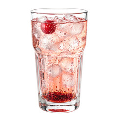 Refreshing Shirley Temple drink in a vintage glass with a cherry on top against a clean white backdrop, isolated