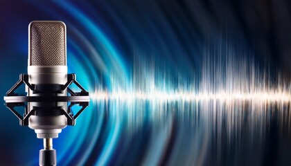 studio microphone recording audio waves