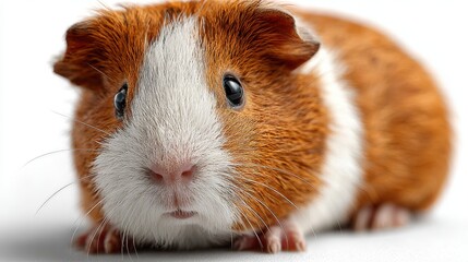 Curious guinea pig explores bright surface on a sunny day indoors