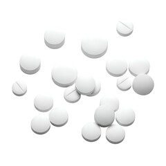 White Tablets Fall on Black Background:  A Transparent Background Resource for Design Projects