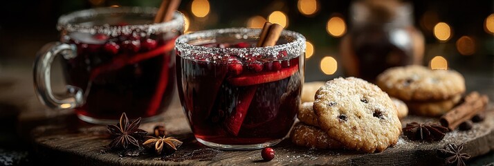 Warm drinks and cookies create a cozy atmosphere during the holiday season at a festive gathering