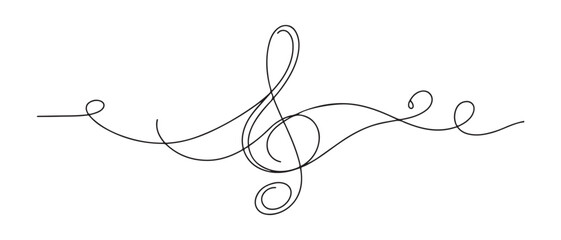 Continuous one line drawing abstract music note background, notes vector illustration. Outline sketch of sound. Vector black silhouette. with white background © Mofazzelh