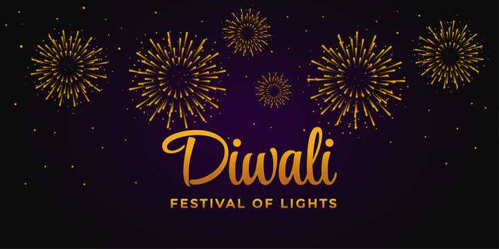 Diwali Festival of Lights Fireworks Banner Greeting Card Background. - Powered by Adobe