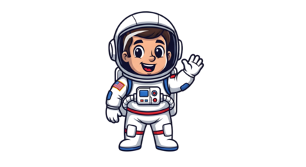 Cute Cartoon Astronaut Waving Illustration