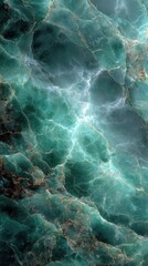 Texture of swirling turquoise and green rock formations illuminated by subtle light, creating a mesmerizing natural pattern
