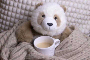 Cute Fluffy Brown Panda Plush Doll