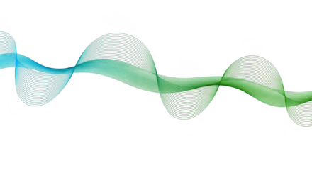 Abstract wavy lines isolated on transparent background, blue and green