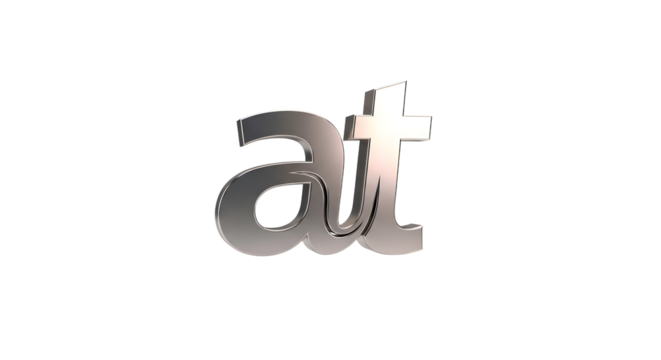 AT Initial 3D Chrome Logo Design
