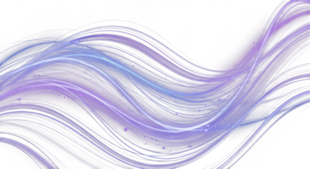 Abstract wavy lines isolated on transparent background, purple and blue