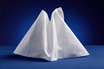 Naklejka premium Folded white tissue paper on dark blue background