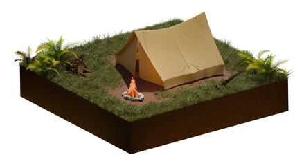 3D isometric camping tent daylight © bangun