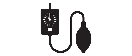 Blood Pressure Icon, Blood Pressure Measurement Icon Vector Art Illustration. Vector black silhouette. with white background