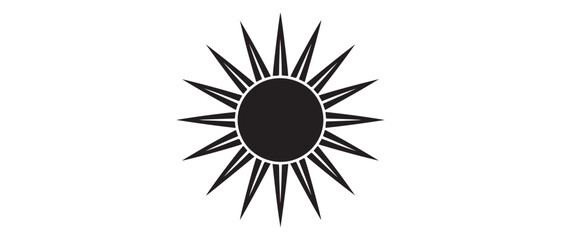 Tattoo Sun. Vector black silhouette. with white background