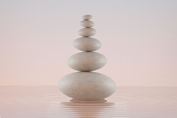 stone pebbles stacked on top of each other, neutral background