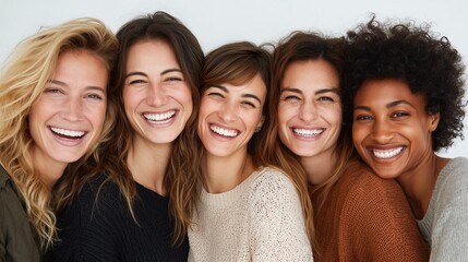 Group of Happy Diverse Women Smiling Together