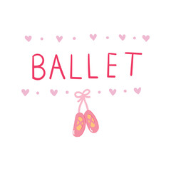 Hand drawn ballet text element icon flat style vector illustration design