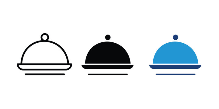 Food serving dish icon vector. restaurant dining service symbol