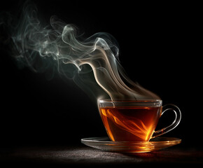 cup of tea on black background