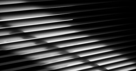 Minimalist monochrome abstract background of window blinds, light, and shadow