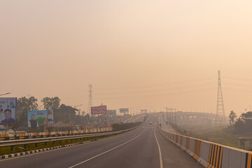 Fototapeta premium Empty Stretch of Dhaka-Mawa Highway with Clear Visibility.
