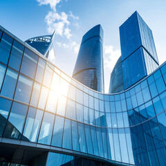 Modern glass architecture high rise buildings