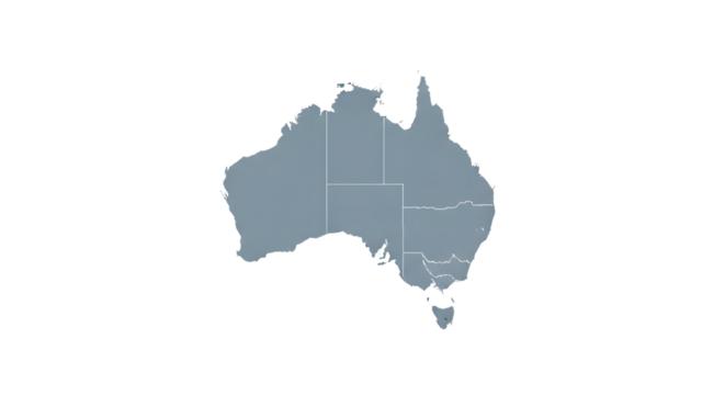 Australia Map Grey With Water