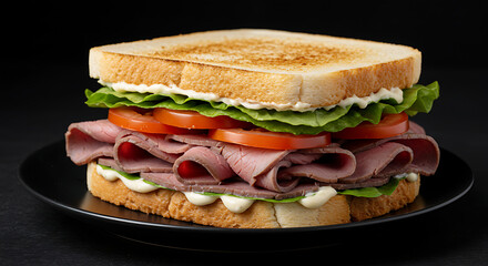 Seafood club sandwich filled with creamy tuna salad