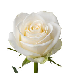 White Rose Blooms Beautifully on Black Background, Ideal for Designs with Transparent Backgrounds.