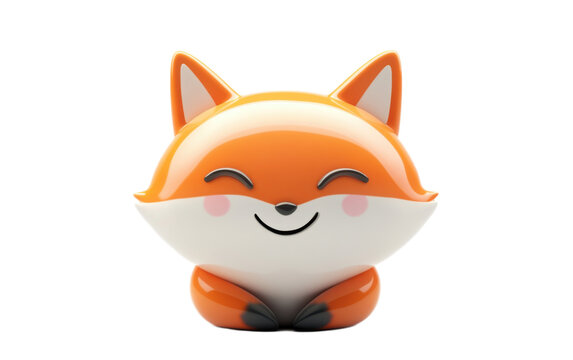 Cute toy fox kitsune memoji emoj on transparent background, png