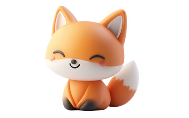 Obraz premium Cute toy fox kitsune memoji emoj on transparent background, png