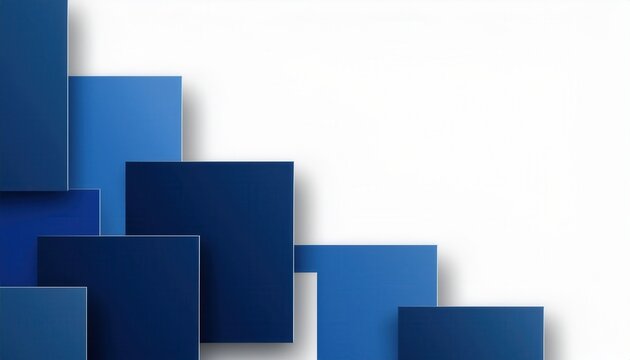 abstract layered blue square pattern on white background with modern geometric design for technology banner or digital texture
