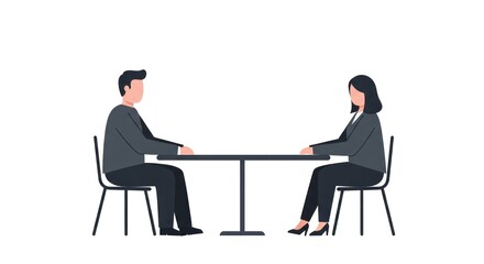 Two business people sitting opposite each other at a table