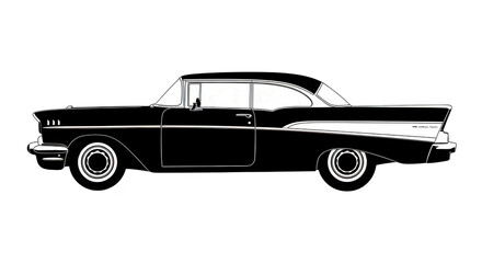 Obraz premium Classic car isolated on transparent background silhouette design