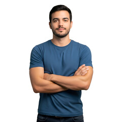 Fototapeta premium Man Poses with Arms Crossed, Transparent Background Image Resource