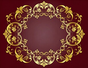 Ornate gold frame on burgundy background