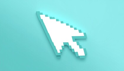 Pixelated cursor on mint background