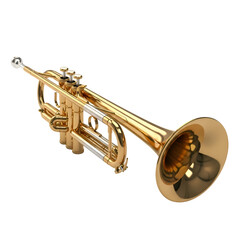 Obraz premium Trumpet's Golden Gleam: A 3D Model with Transparent Background, Detailed Valves and Shiny Brass Finish