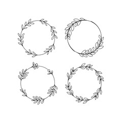 Vector set of round frames, set of decorative frames
