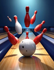 Bowling pins knocked down by a ball