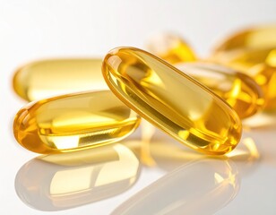 Omega-3 Softgels Close-Up of Transparent Capsules for Health and Wellness