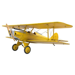 Vintage Biplane Soars Through the Sky with Transparent Background