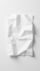A tightly crumpled sheet of white paper, isolated on a pure white background , texture, white, creases