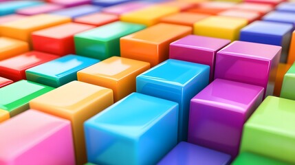 Obraz premium Vibrant Colorful Glossy Cubes Abstract Background
